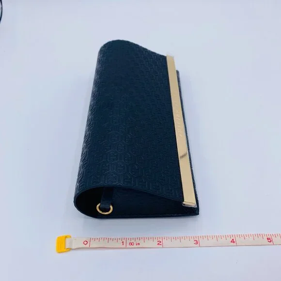 Philipp Plein Sunglasses Case Set, Black Suede Leather, Gold 